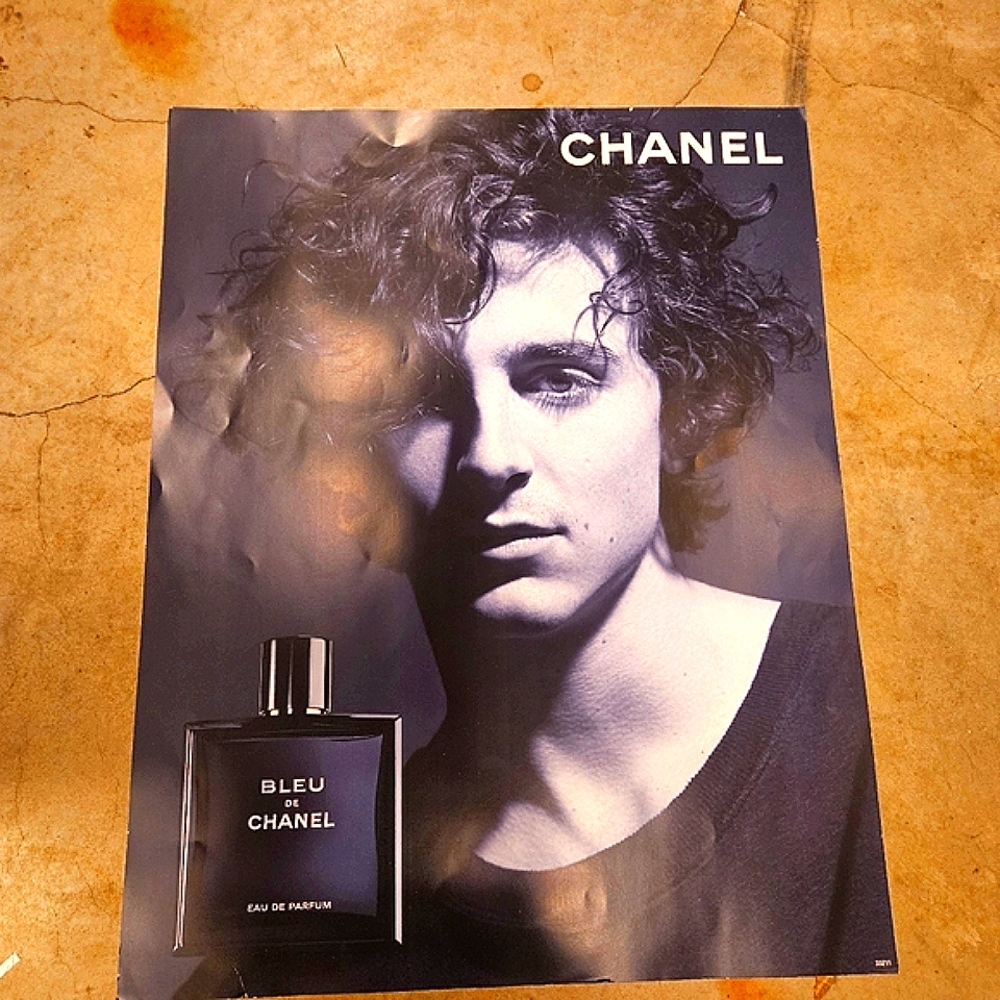 ,Chanel poster Bleu De Chanel Timothee Chalamet popular trending cologne RARE